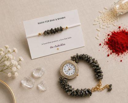 Black Tourmaline Bhai-Bhabhi Rakhi & Lumba Set