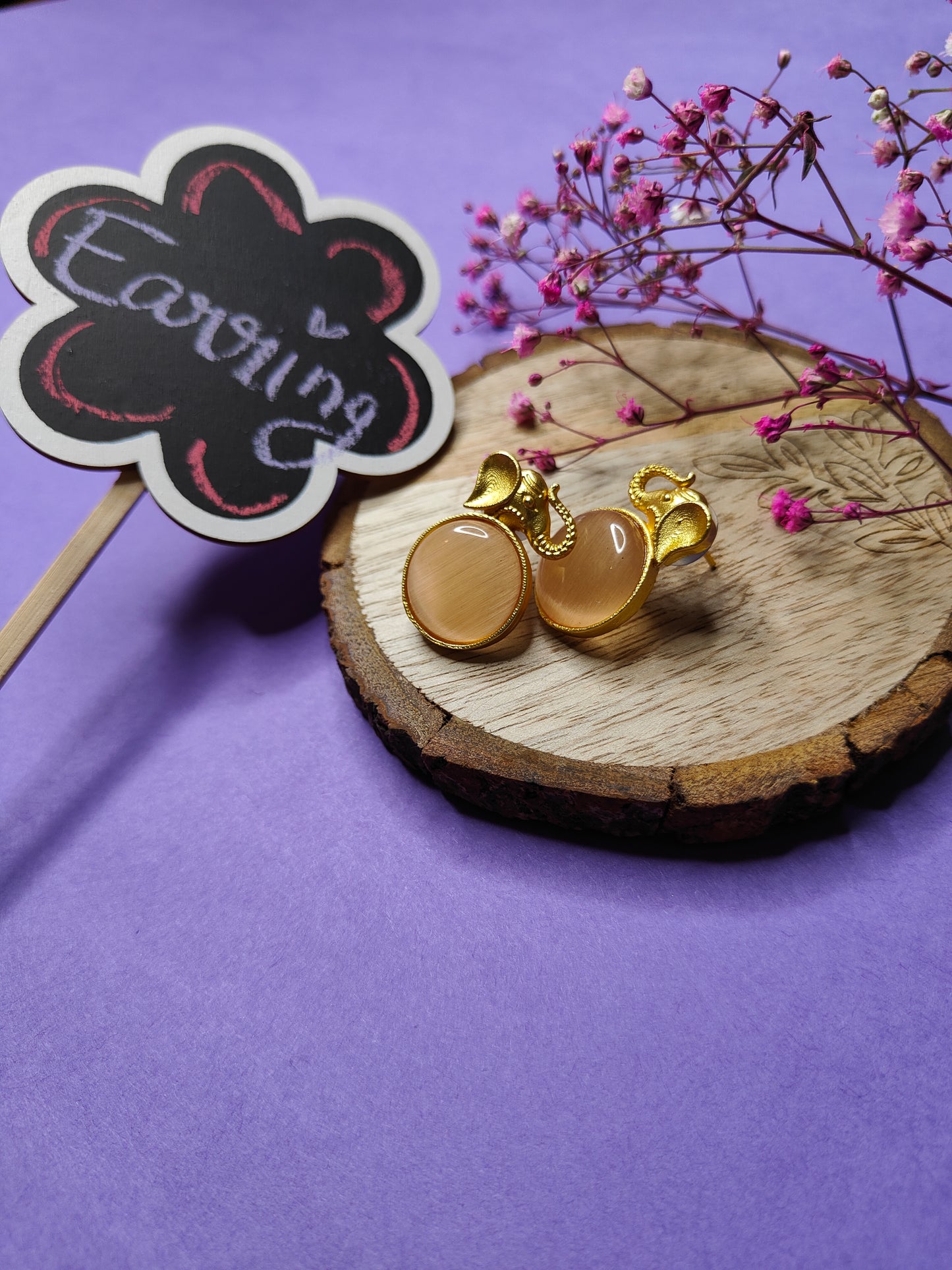 Golden Elephant Stud Earrings