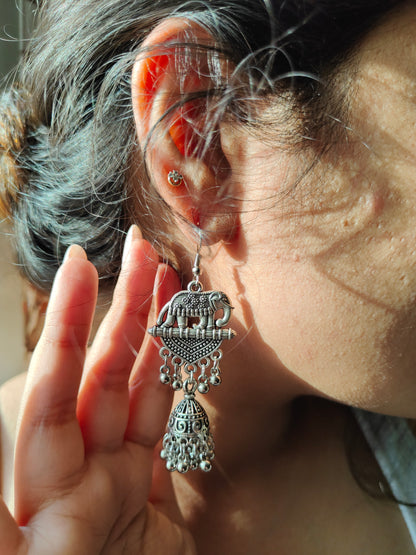 Elephant Oxidized Jhumka