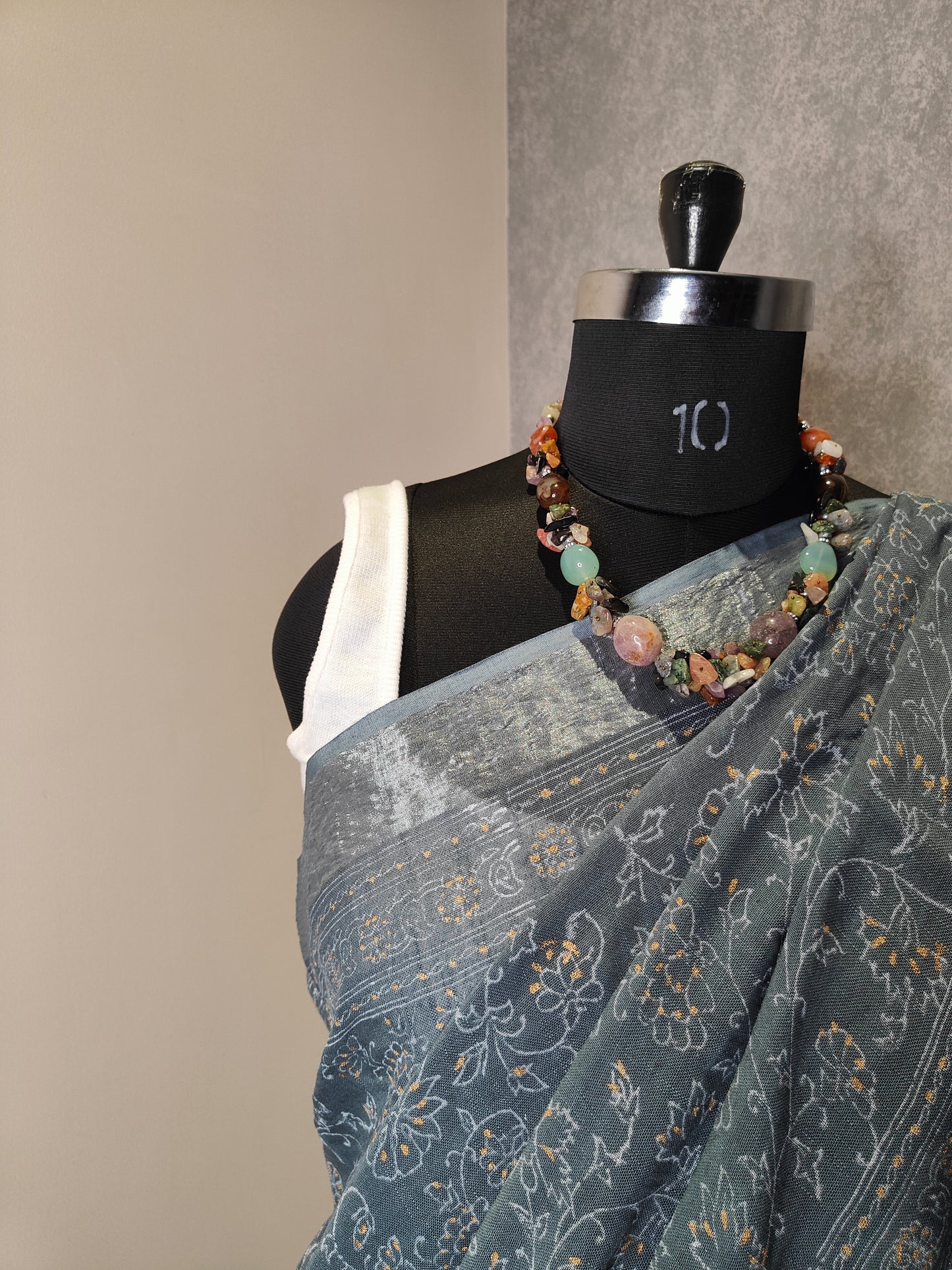 Printed Gray Saree