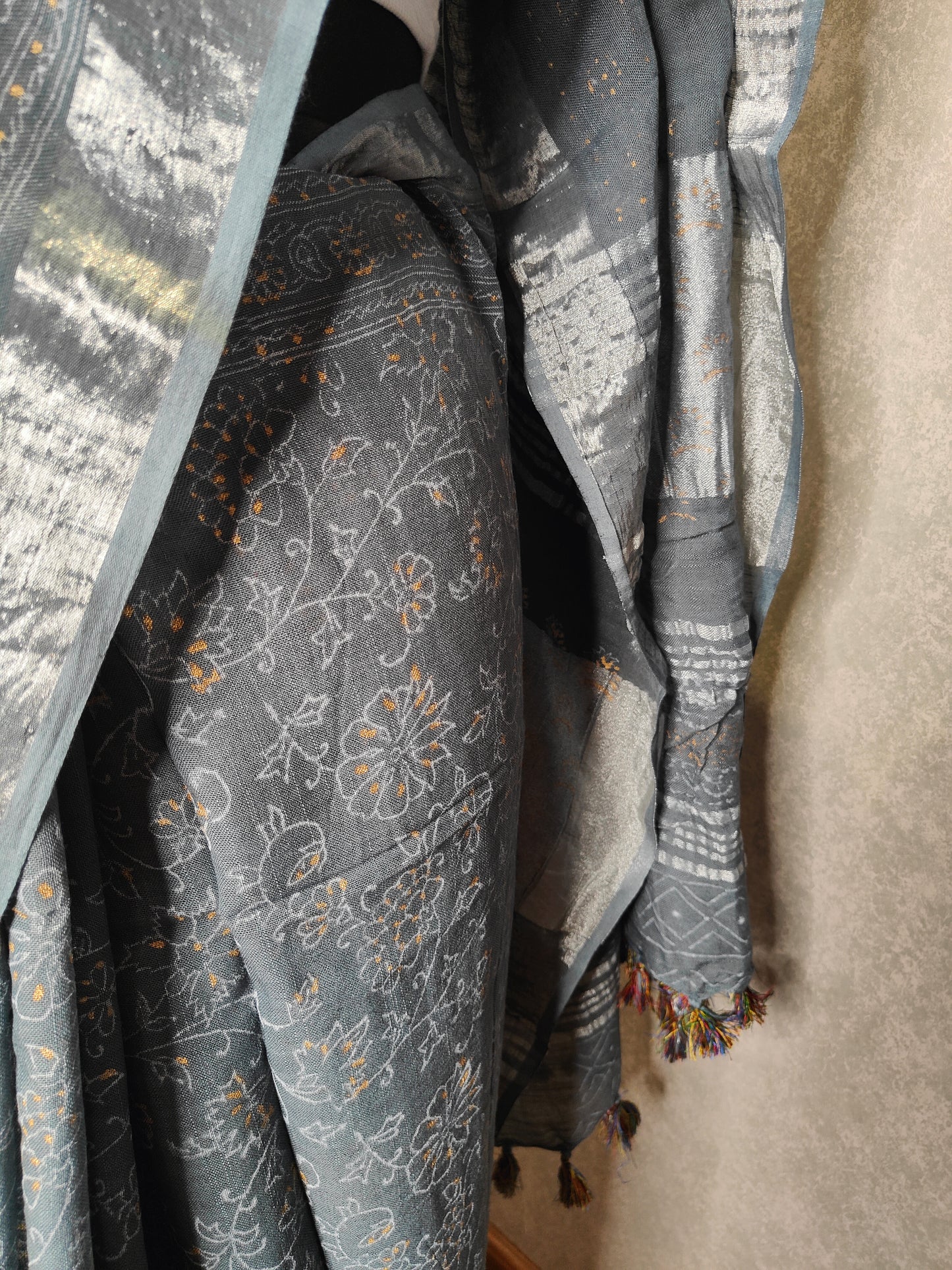 Printed Gray Saree