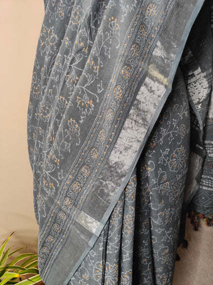 Printed Gray Saree