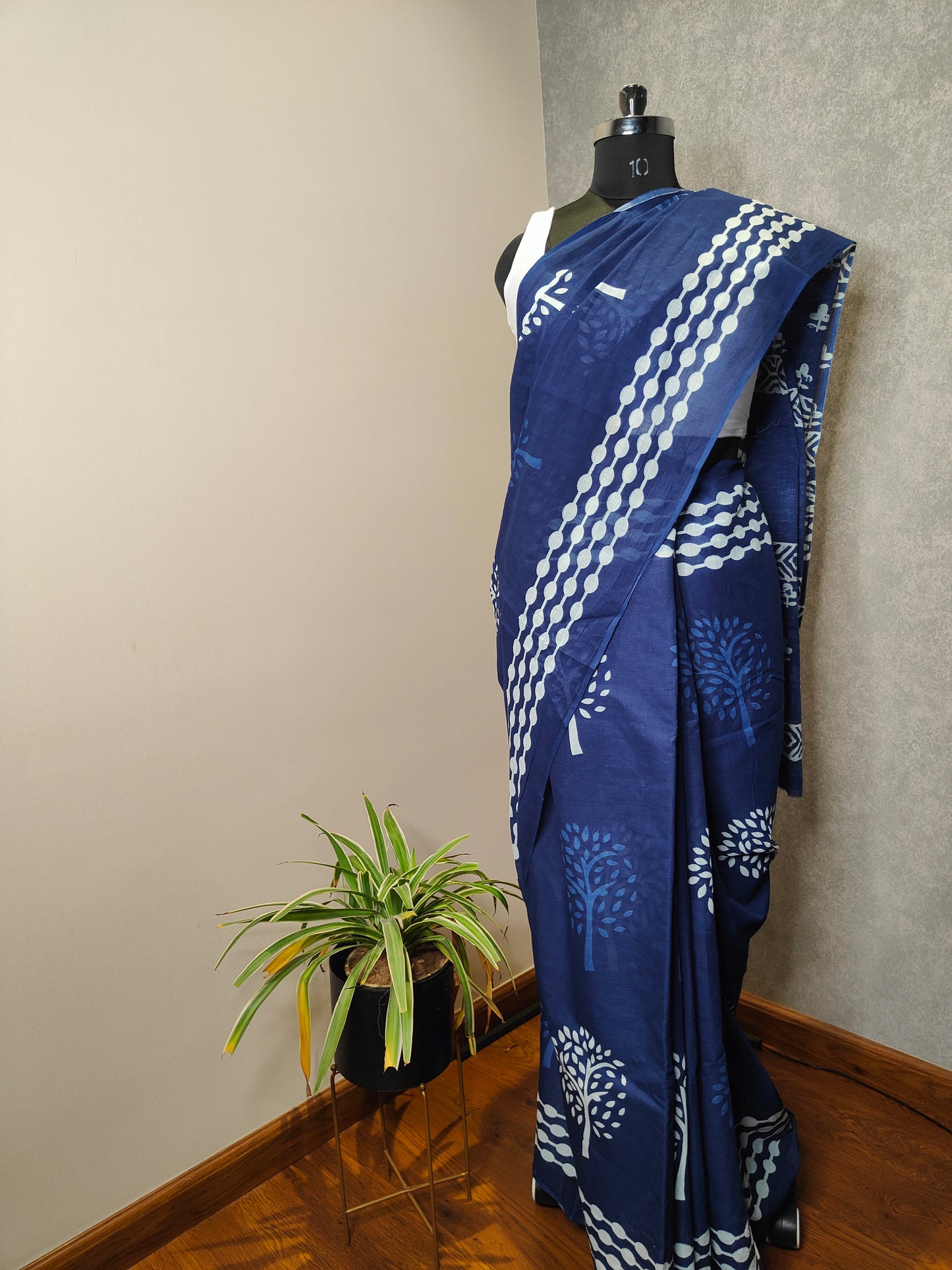 Blue Print Saree
