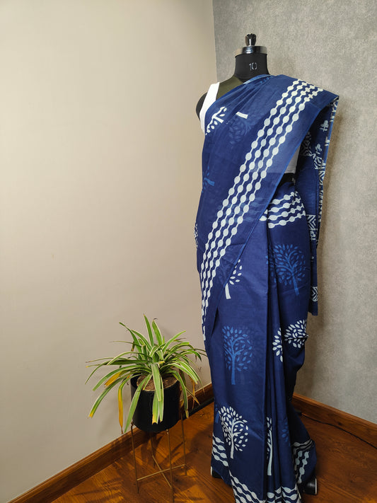 Blue Print Saree
