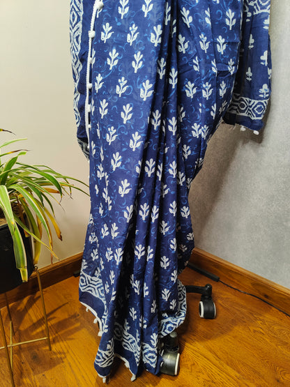 Blue Tassle Saree