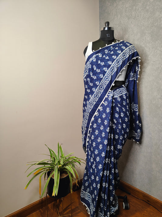 Blue Tassle Saree