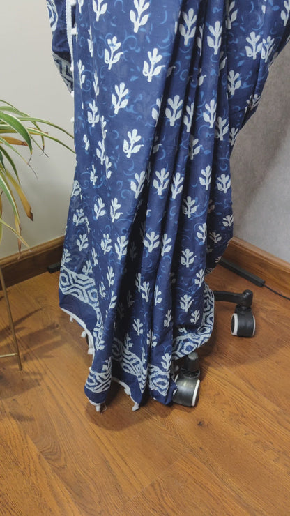 Blue Tassle Saree